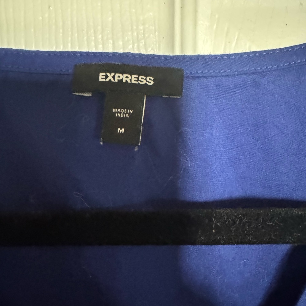 Express Royal Blue Ruffled Blouse - Picture 2 of 4